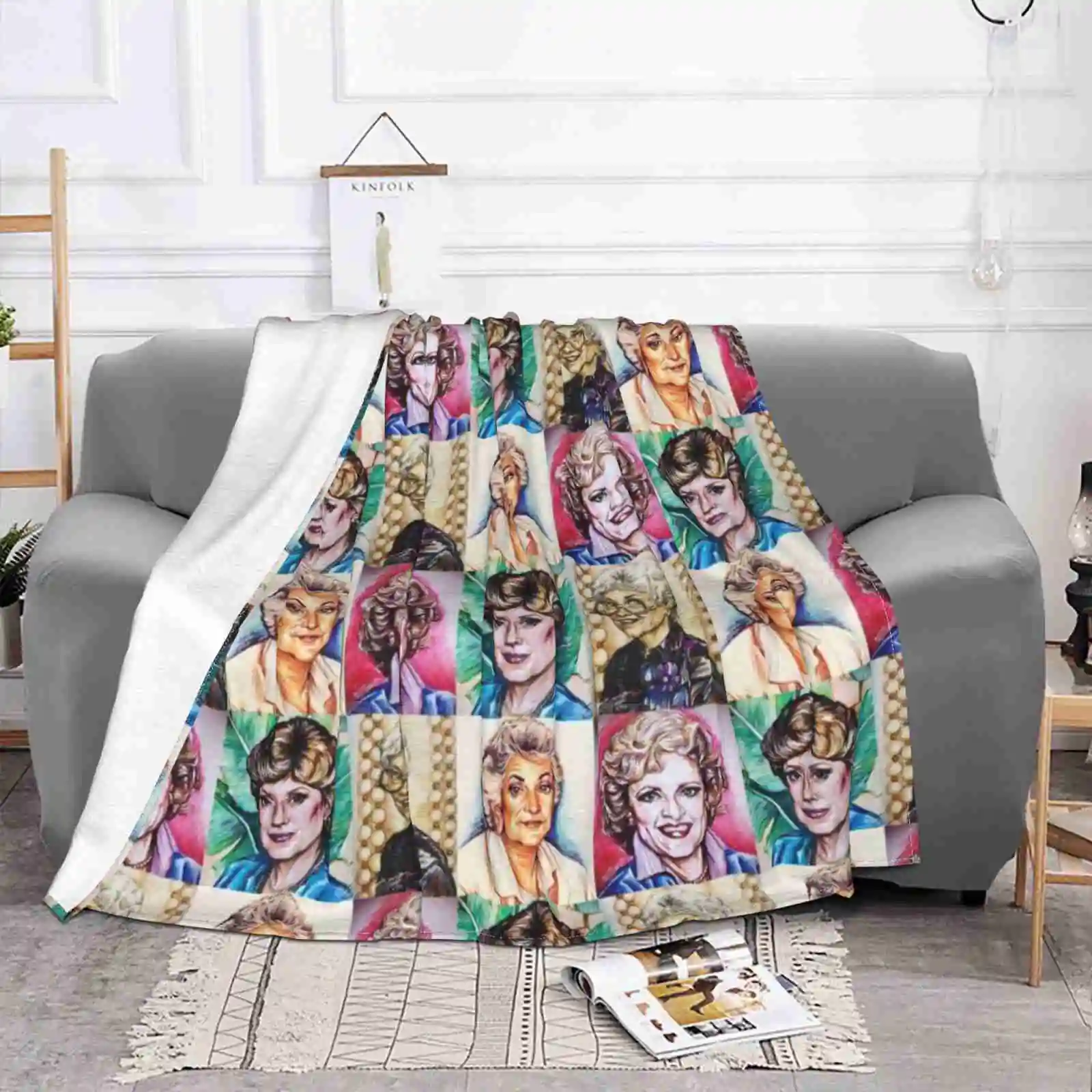 The Original Golden Girls New Selling Custom Print Flannel Soft Blanket Golden Girls Bea Arthur Estelle Getty White Rue