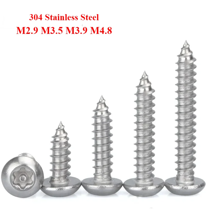 304 Stainless Steel Round Head Plum Blossom With Column Tapping Screws M2.9 M3.5 M3.9 M4.8