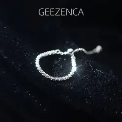 GEEZENCA S925 Silver Shinny Soft Adjustable Ring Minimalism Sparkling Rings Italian Jewelry 2021 New Trend Girls Women Gift Hot