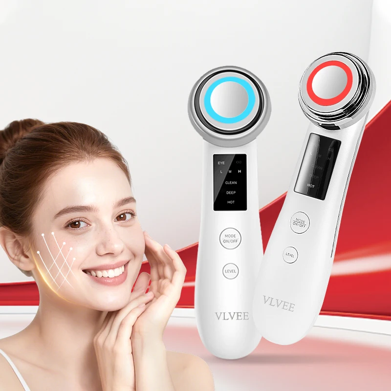 

VLVEE 4-цветный LED-массажер для лица с функцией теплого компресса, глубокой очистки пор и лифтинга кожи
