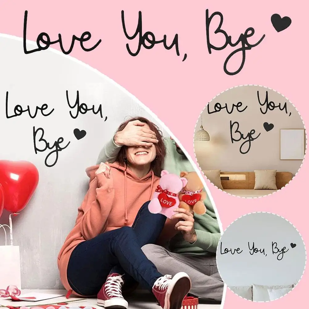 Love You Bye Sign Wall Decor Wooden Letters Wall Decor Bye Love You Wooden Script Sign - Wall Art Home Decor For Love & Farewell
