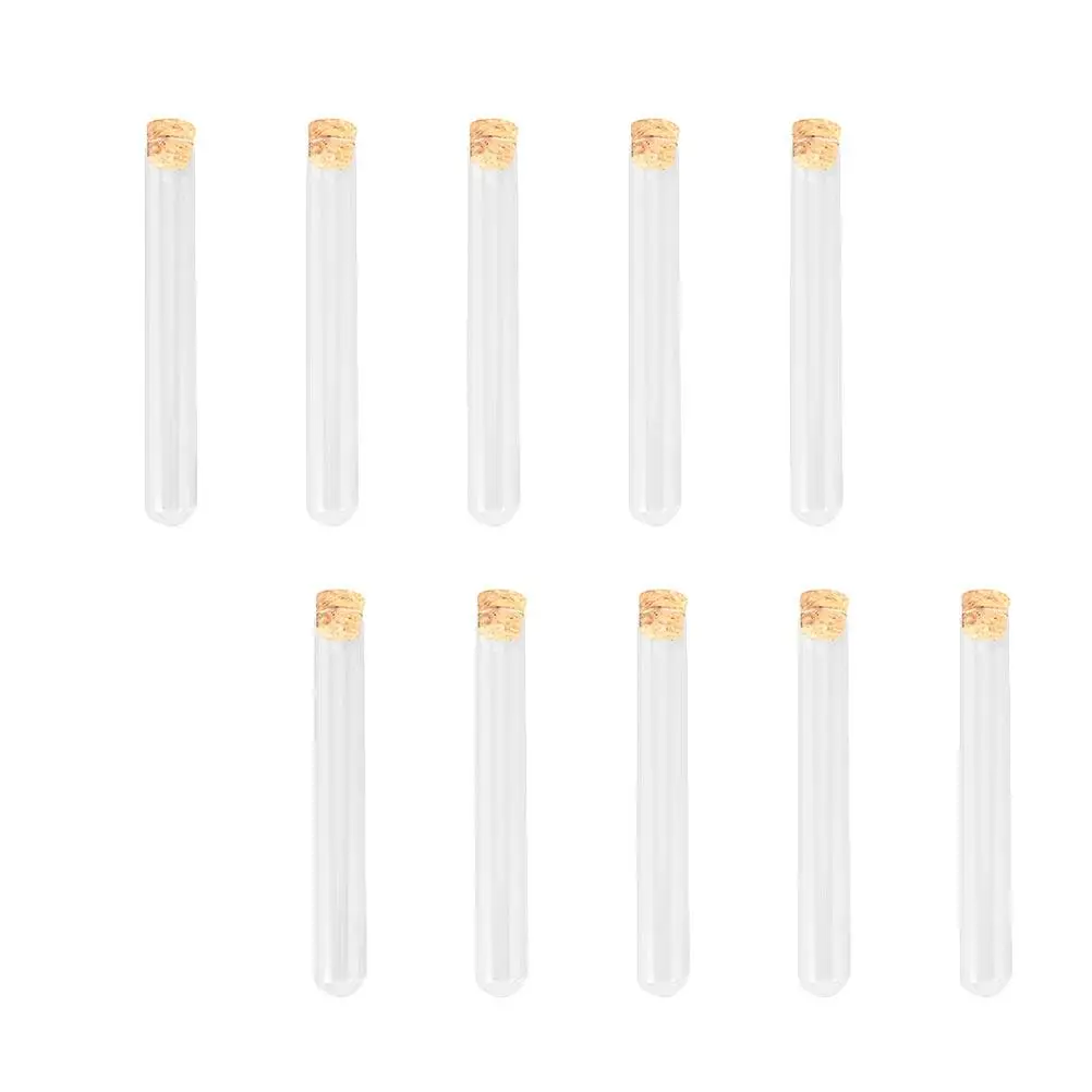 

10 Pcs Bottom Glass Test Tubes Transparent Test Tubes Smooth Wall Science Storage Containers Vials Corks