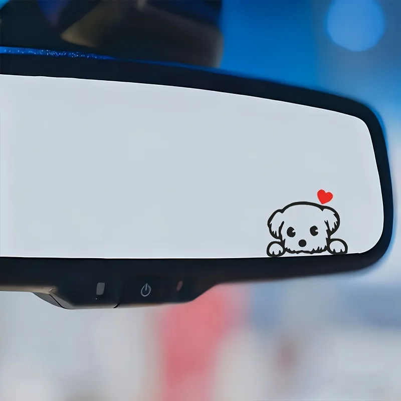 2PCS Cute Cartoon Dog Fun Vinyl Sticker Decal For Car SUV Motorcycle Window Wall Rearview Mirror Auto Interior Decor Accessories