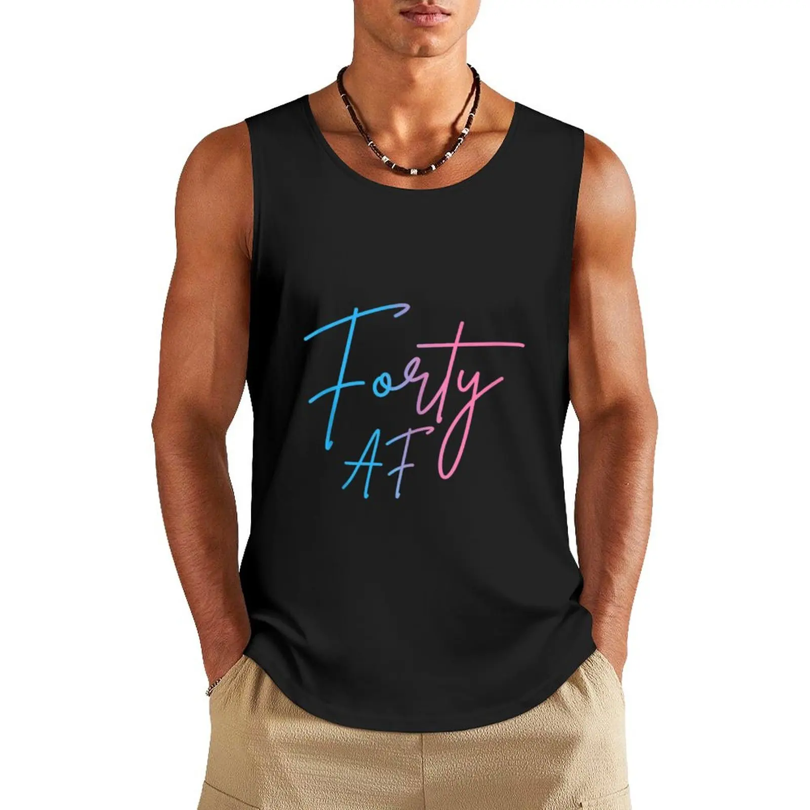 Forty Af Funny 40Th Bday Turning 40 Party 40Th Tank Top gym clothes man fitness sleeveless vest men Male clothes