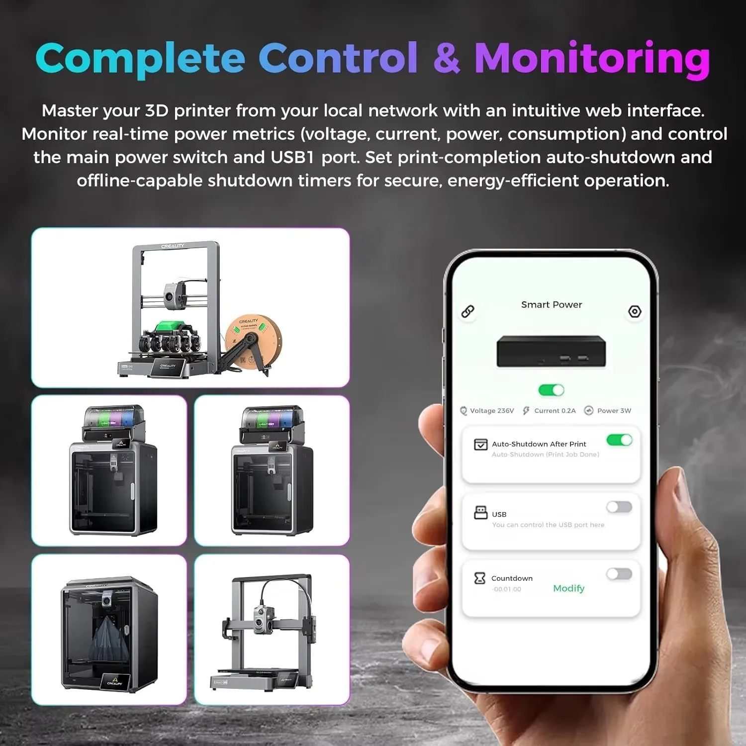Creality Creator PWR Smart Power Supply for 3D Printer with Real-Time Monitoring And Auto Shutdown Feature Smart Protection