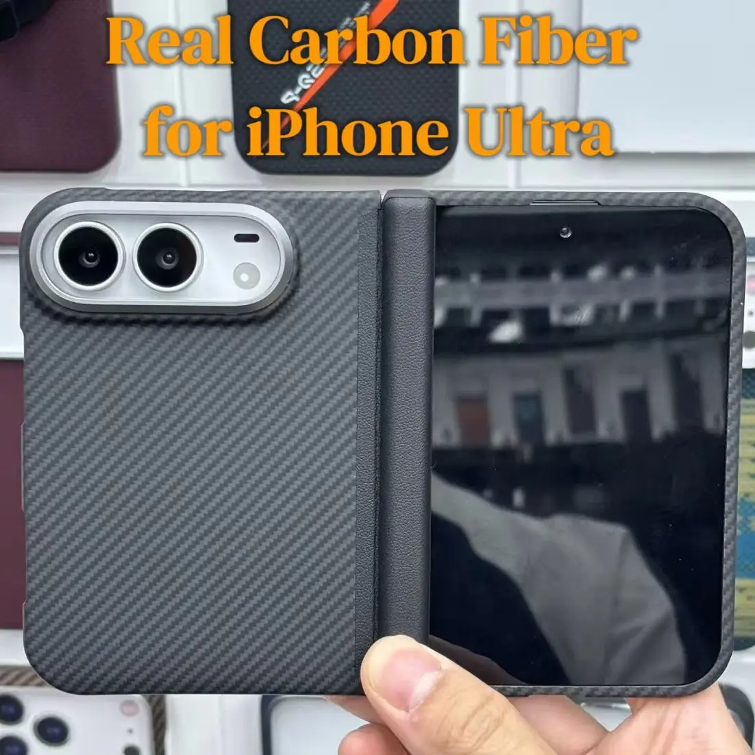 Nouvelle coque magnétique en aramide Kevlar véritable pour iPhone Duo 18, coque intégrale en fibre de carbone pour Apple Ultra Fold iPhone DUO