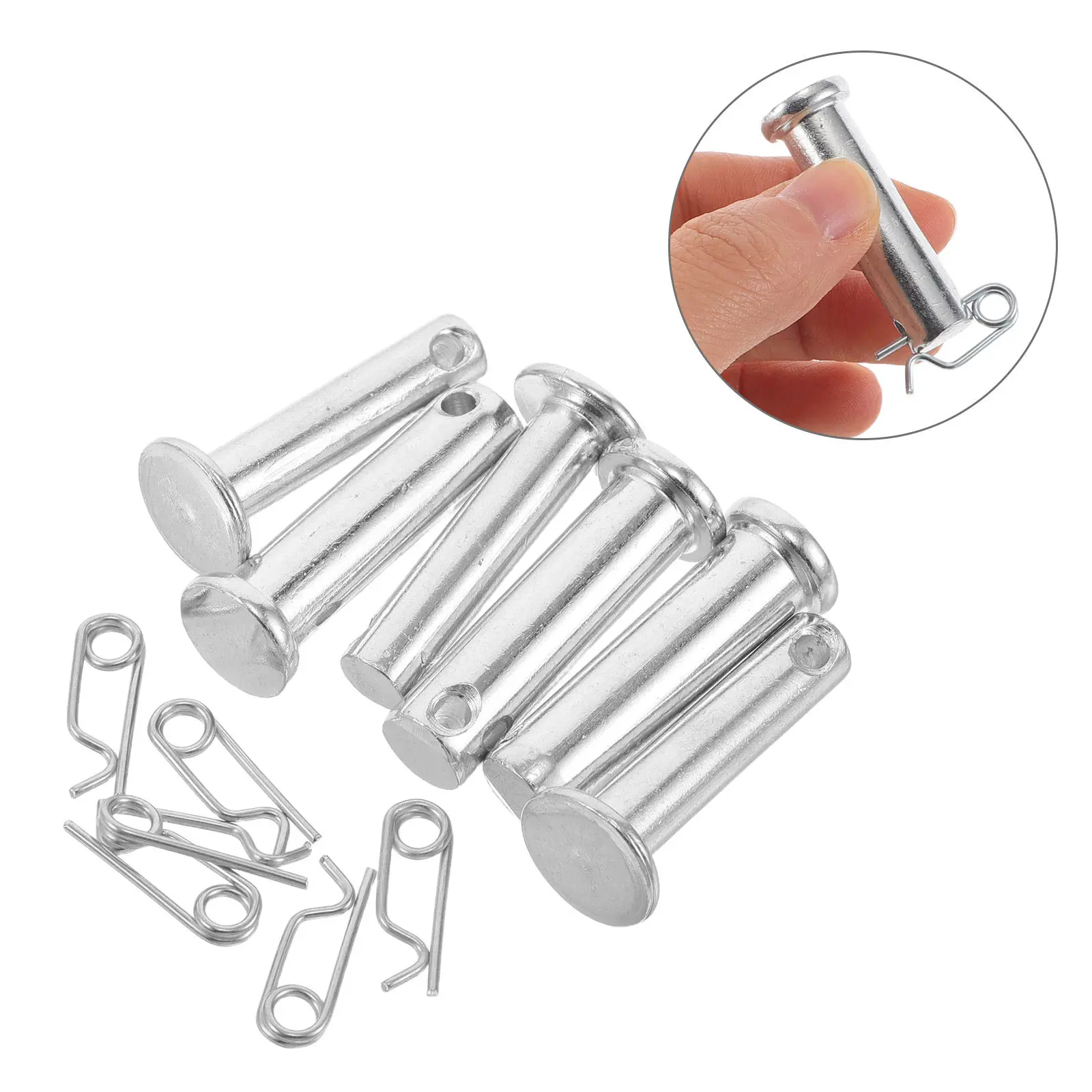 3 paires de goupilles et goupilles à fourche robustes M8x35mm M10x35mm, goupilles en acier à tête plate, goupilles de fixation R-Clip pour cric hydraulique 2-2.5