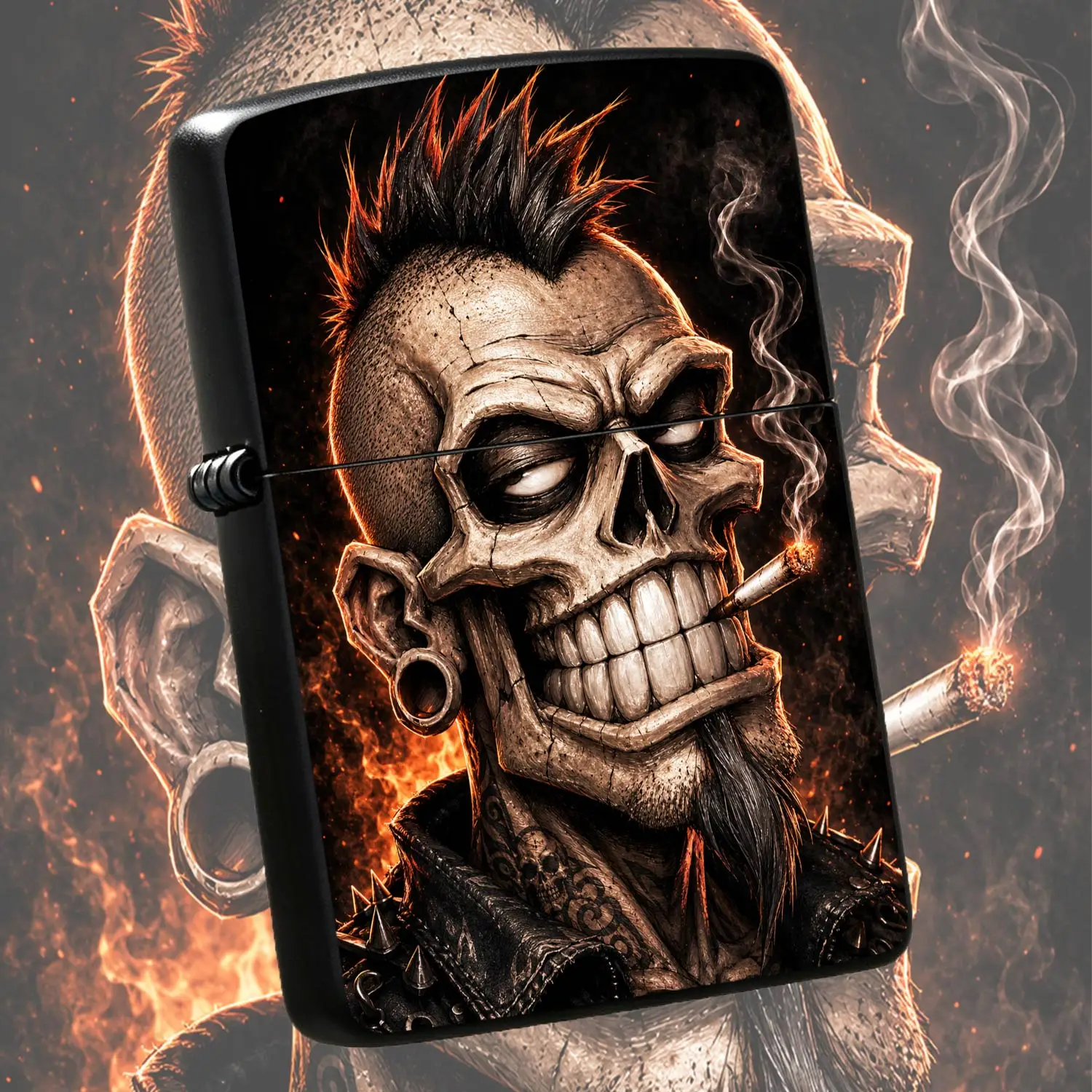 Punk Skull Stylish Portable Lighter Cool Street Culture Themed Accessory Perfect For Daily Carry Outdoor Activities Gatherings And Various Occasions Unique Exquisite Practical Item For Trend Enthusiasts Ideal Gift Choice To Show Distinct Pe