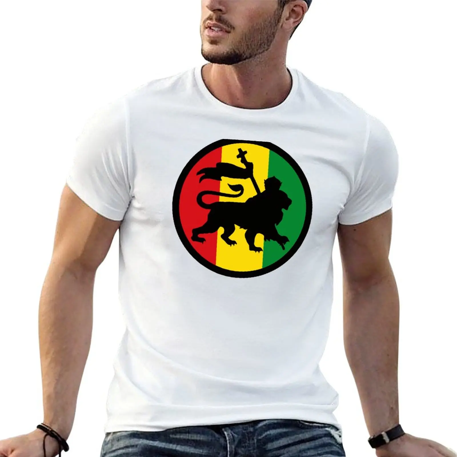 T-shirt CONQUERING LION pour homme, 100% coton, t-shirts pour hommes, t-shirt anime