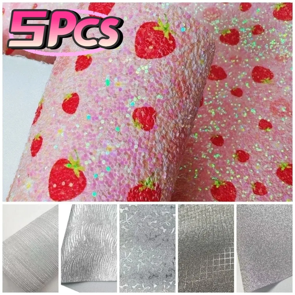 5Pcs Fuse Beads Silver Glitter Baking Cloth Non Stick Strawberry Melting Beads Baking Cloth Shining DIY