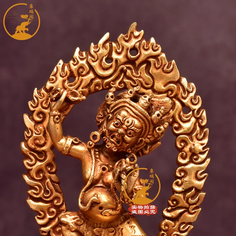 Tibetan Nepal imported handmade gilt 9 cm Vajra hand Bodhisattva bronze statue Chana Dorje ornament