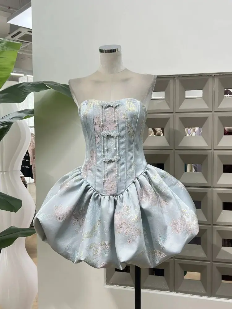 Robes sans bretelles pour femmes, élégantes, brodées de perles, rétro, Sexy, Vintage, robes de Festival de célébrités, tenue d'anniversaire, nouvelle collection