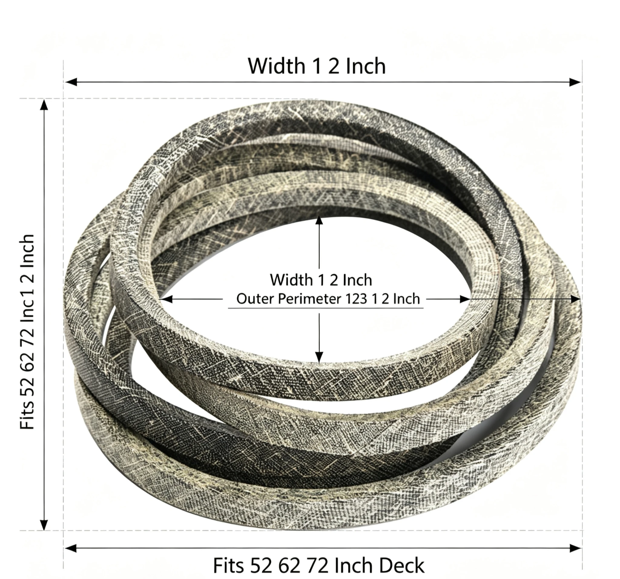 1PCS 1 2 x 123 1 2 Lawn Mower Deck V Belt Aramid Cord Reinforced for Toro 52 62 72 Inch Deck Replace 44 6260 A122