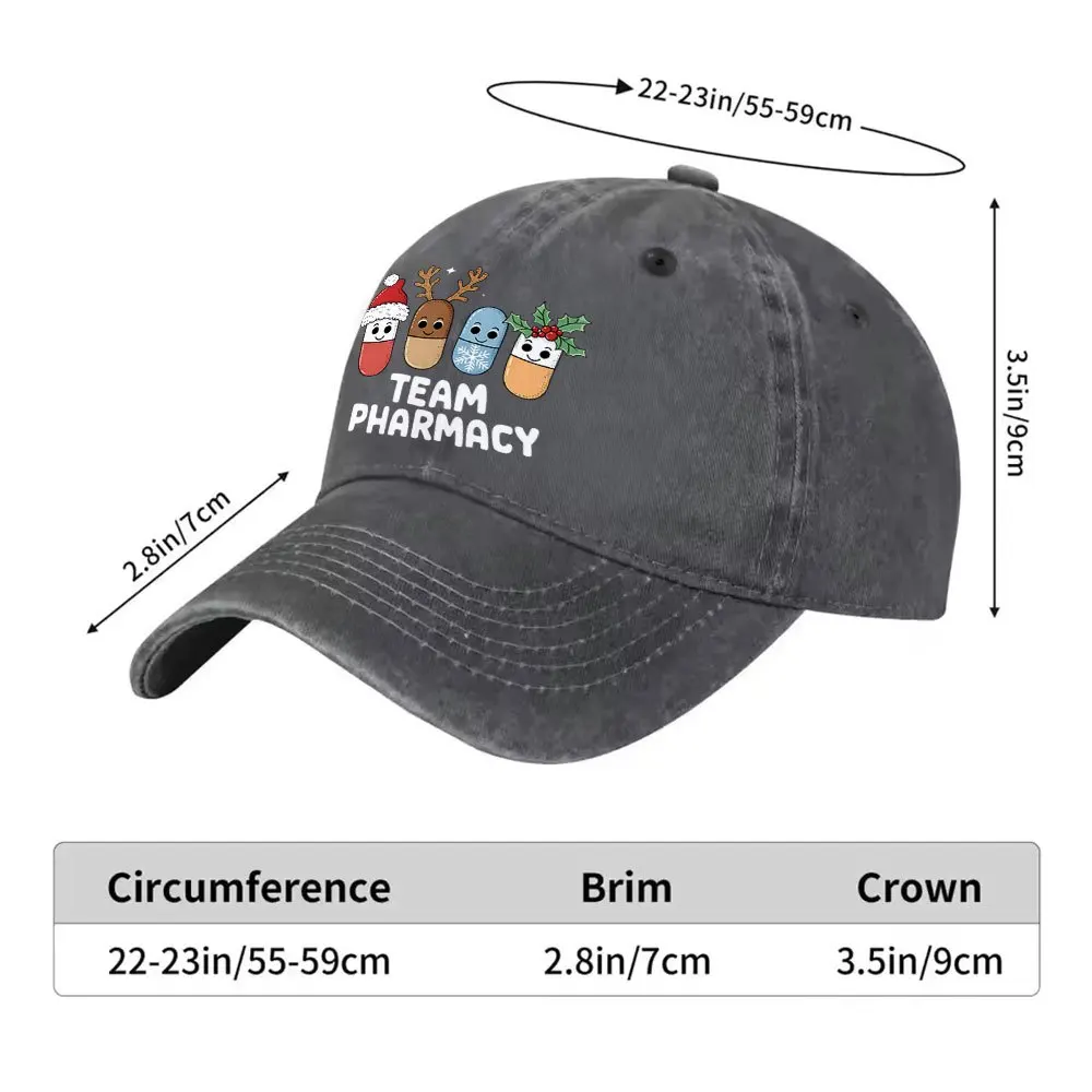 Team-Pharmacy-Capsule-Print-Washed-Baseball-Cap-Unisex-Adjustable-Cotton-Cap-for-Golf-Outdoor-Casual-Wear