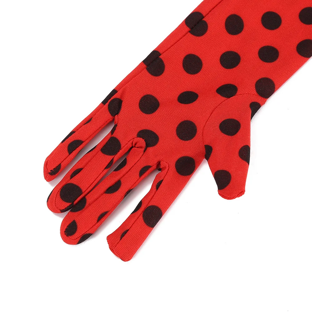 女の子コスチューム赤いテントウムシ手袋+イヤリング+マスク3点セットクリスマスハロウィンカーニバルドレスアップコスプレアクセサリーセット