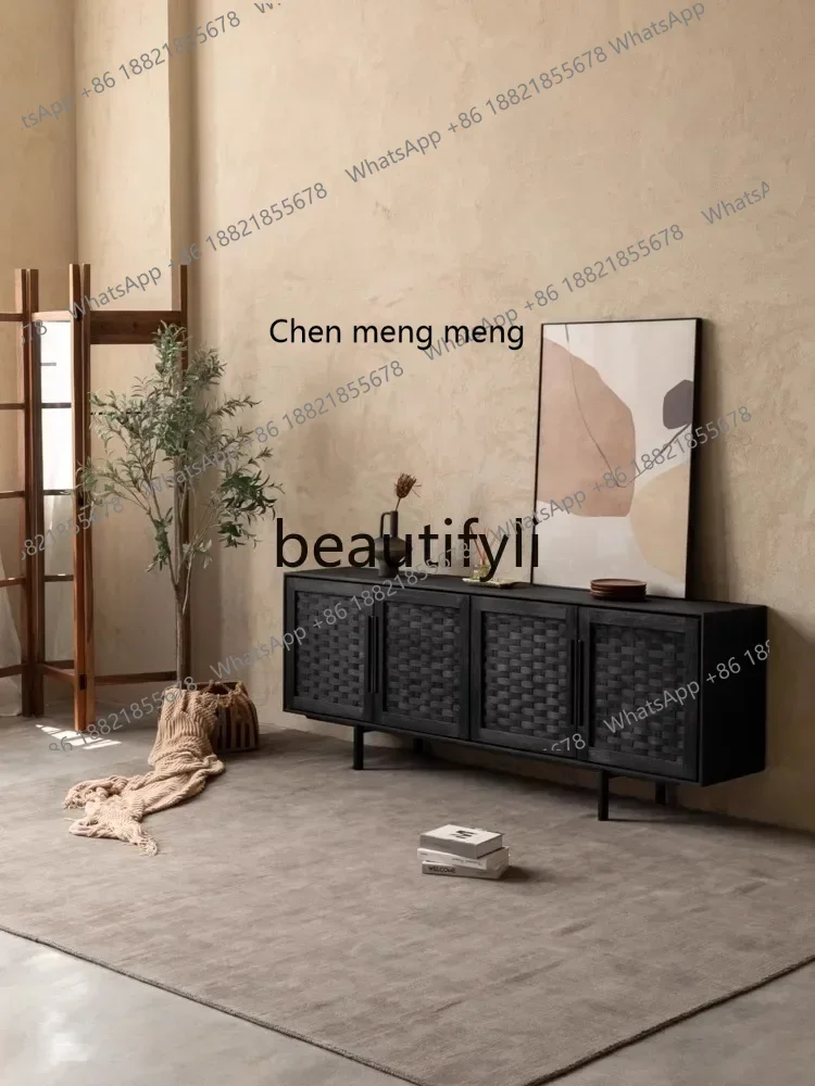 M182  Medieval style imported old teak solid wood dining side cabinet wine cabinet storage cabinet living room furniture low
