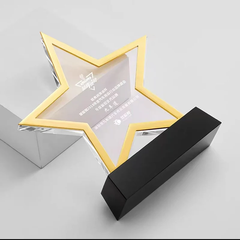 Customizable metal trim Pentagram Crystal Trophy YouTube vlog Memorabilia fan subscription Medal