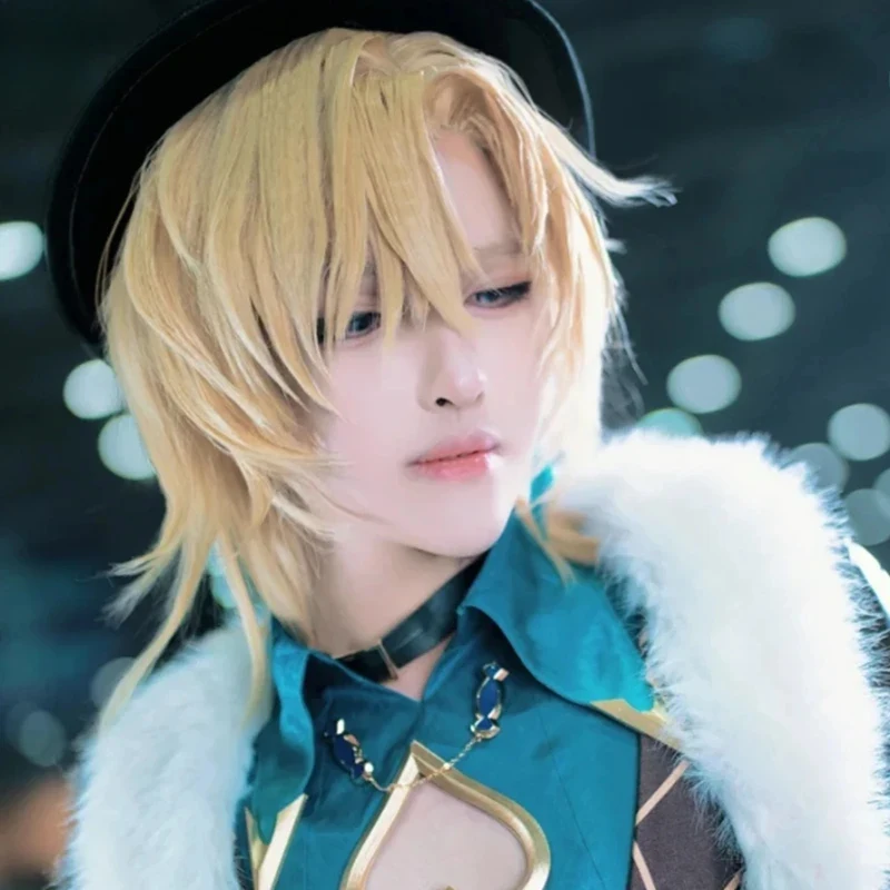 

ob Sand Gold Cosplay Wig for Honkai Star Rail -Youthful Boyish Style with Realistic Scalp Wolf Tail Flip-Up Hairstyle Full 158gj
