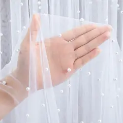 White Pearl Tulle Fabric Sheer Mesh Fabric Bridal Veil Wedding Table Decorations for Wedding Sewing DIY Crafts Gowns Crafts