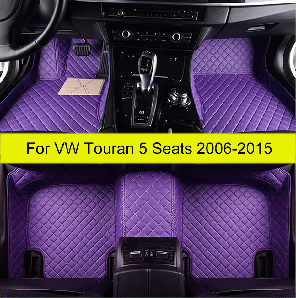 Car Floor Mats For VW Volkswagen Touran 5 Seats 2006-2015 07 08 09 10 11 12 13 14 Automobile Carpet Cover Interior Accessories