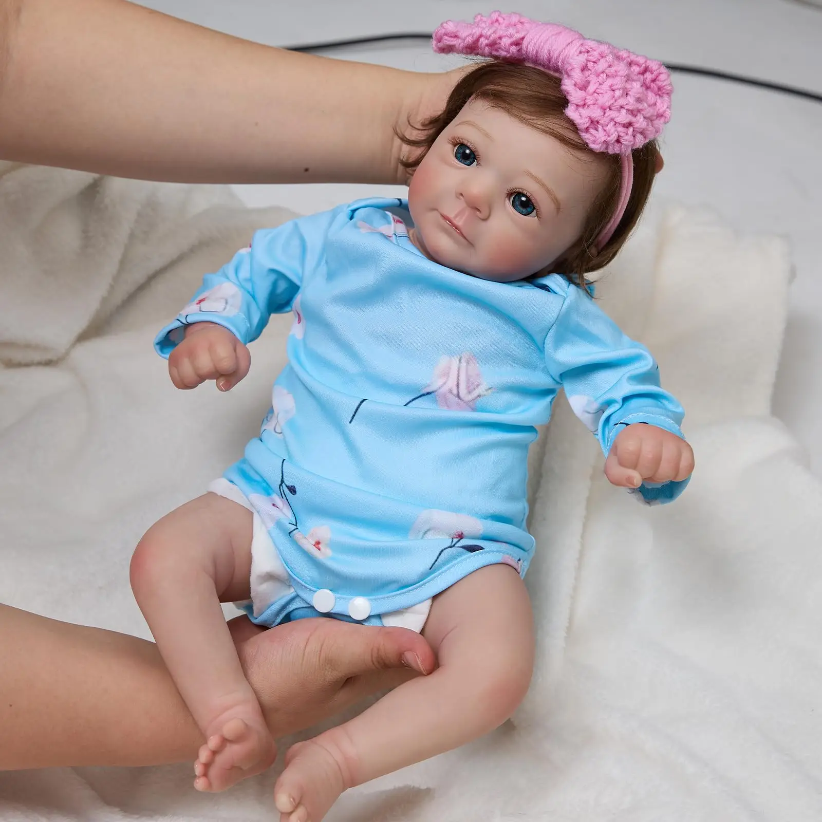 

45cm Reborn Baby Doll Felicia Already Finished Doll with rooted Hair Soft Vinyl Newborn Baby 3D Skin Visible Veins