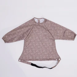 HappyFlute New One Piece Full Print Multi-scenario Use Polyester Waterproof Long Sleeve Mess Proof Baby Table Feeding Bibs