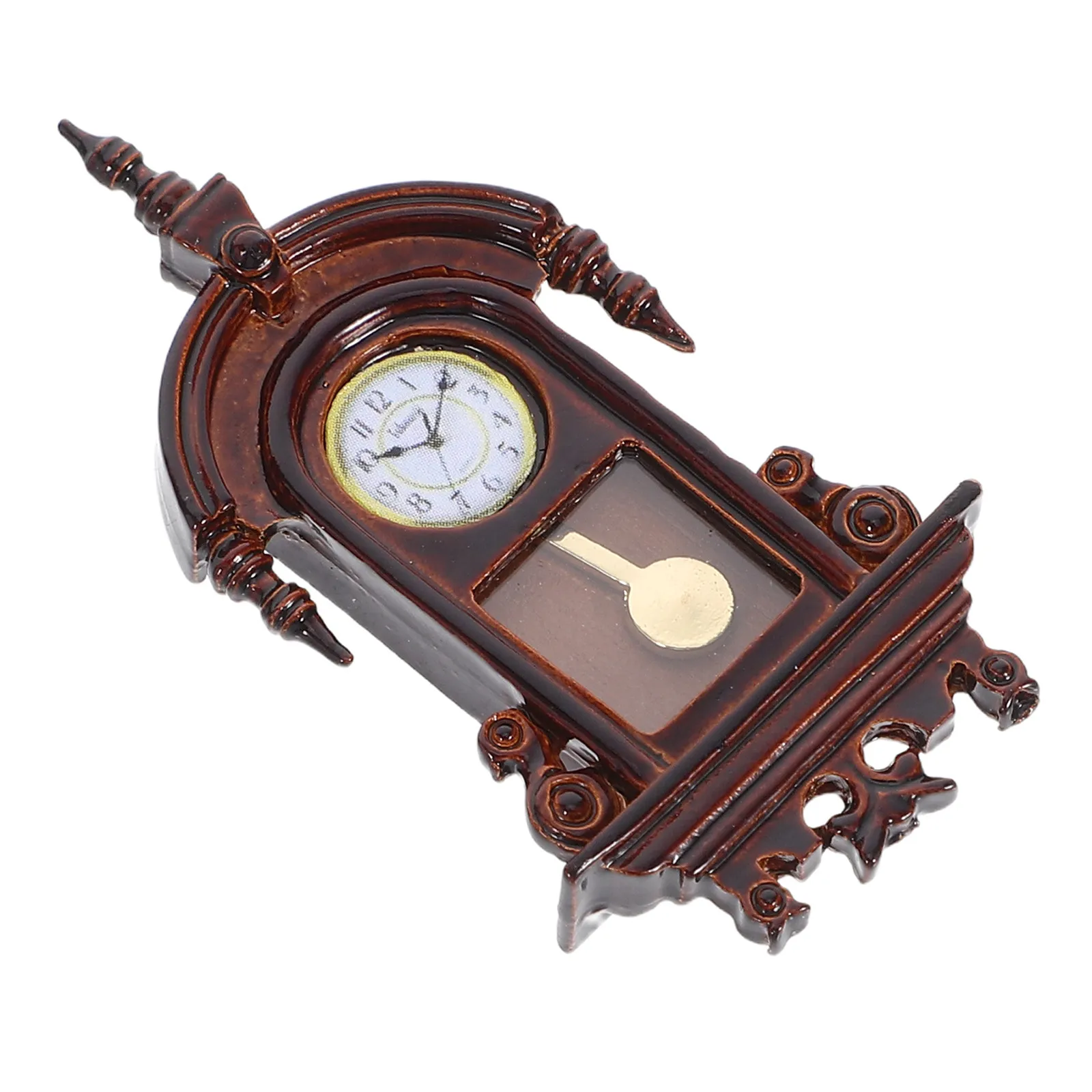 Miniature Retro Pendulum Wall Hanging Clock Vintage Style Decoration for Dollhouse Scenes Miniature Clock Mini House Scene Model