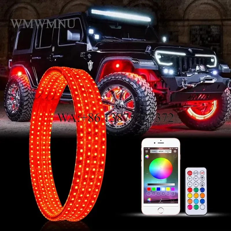 Wmwmnu for 17 Inch Rim Hub LED Wheel Lights Double Side Ring RGB Neon Strip Quad Row with Turn Brake Light