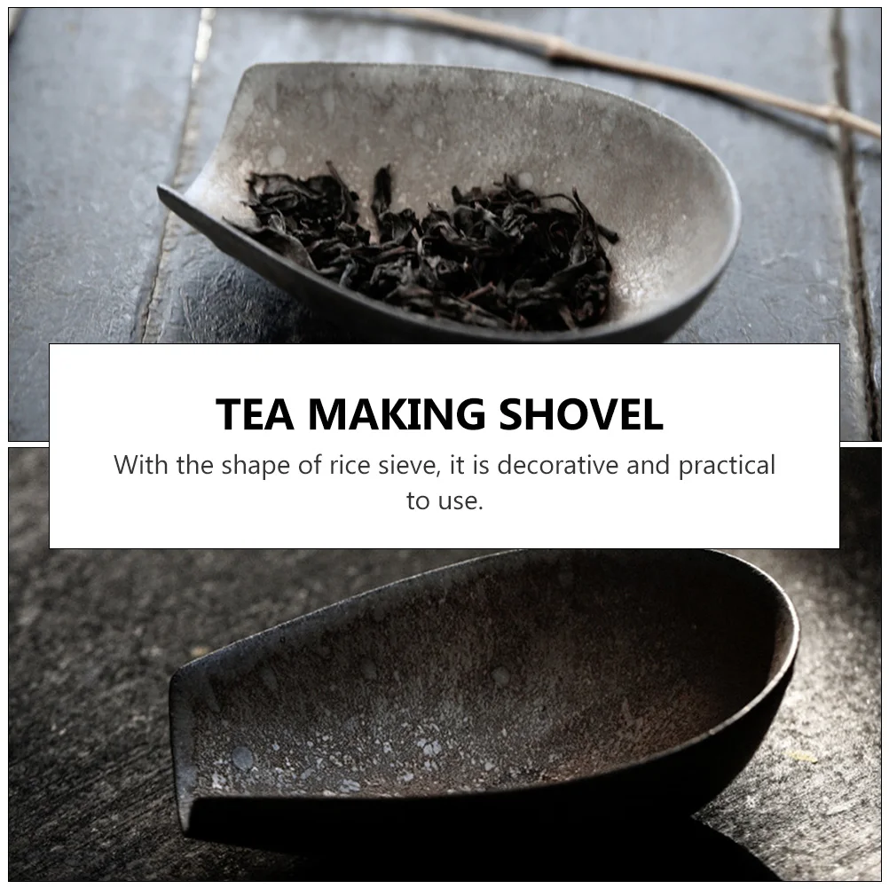 

1Pcs Teaware Accessories Spoon Ceramic Tea Scoop Decorative Rice Sieve Shape Shovel for Tea Coffee Flour Sugar Storage