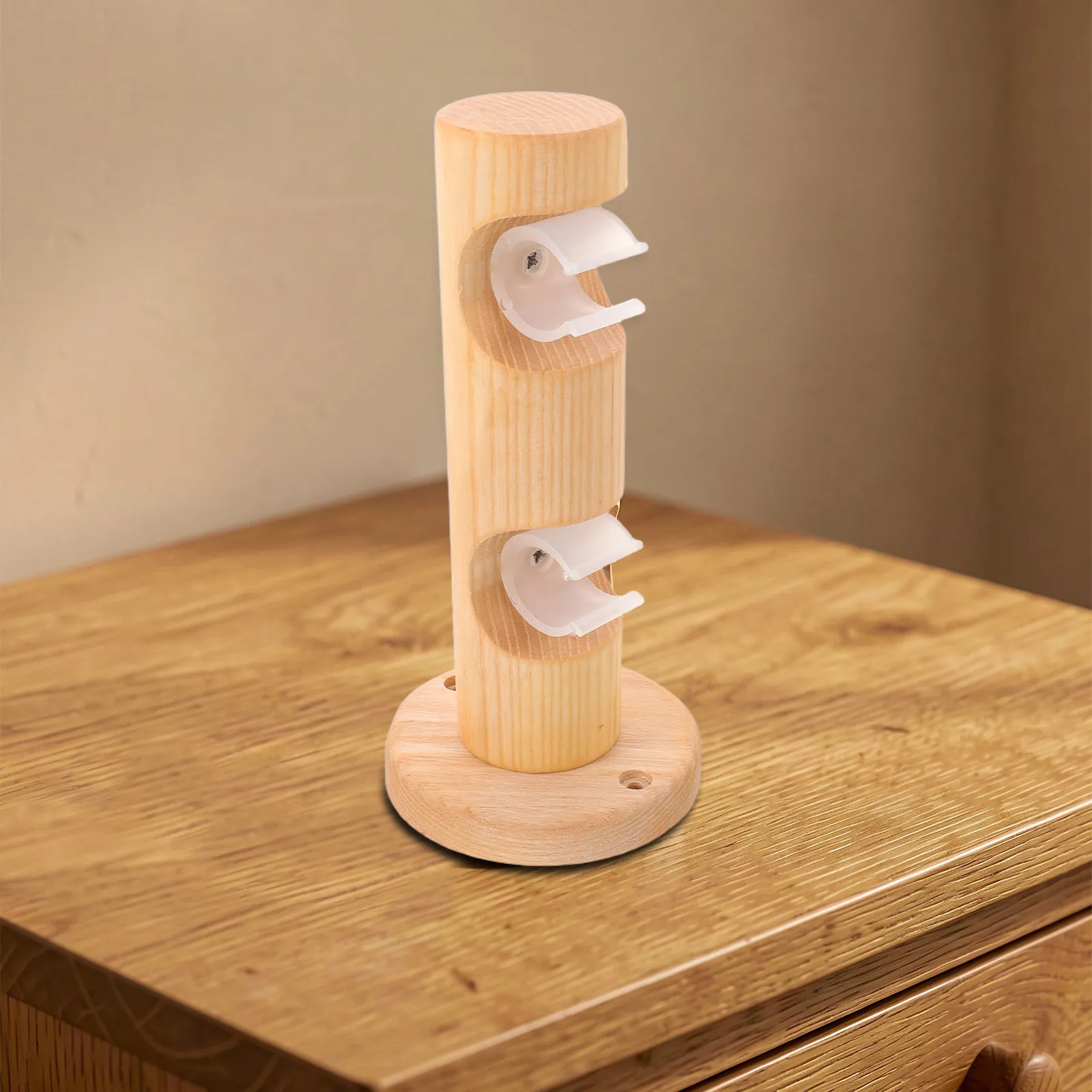 Double Beech Wood Curtain Bracket Polished Smooth Rustic Window Rod Support Wall Mounted Drapery Rod Holder Bracket