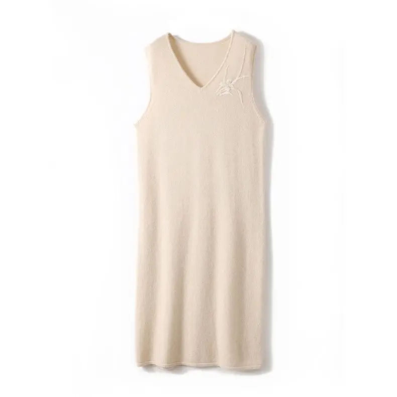 

Knitted Sleeveless Dresses Woman Womens Spring Soft Fabric High-Neck Minimalist Hollowed-Out Layered Everyday Fitting Sweet 2025