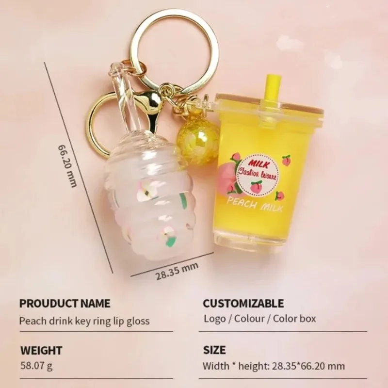 

Custom 5styles Cute Peach&Milk Tea Cup Lip Oil Nourishing Long-lasting Moisturizing Easy To Apply Repairing Lip Care Makeup Bulk
