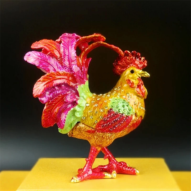 

Russian Crystal ROOSTER Luck Money Auspicious Bling Rhinestone Cock Creative Design Alloy Zinc Metal Crafts