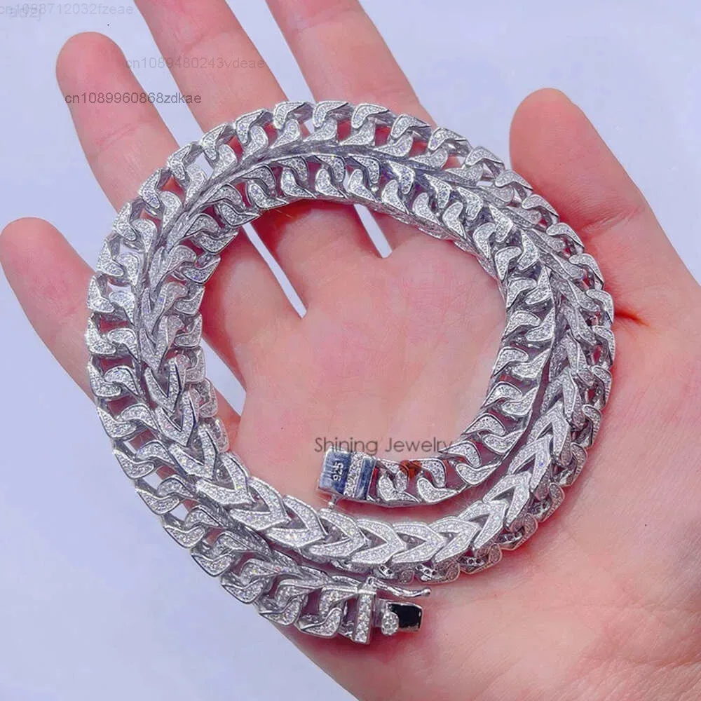 Ready to Ship Iced Out Diamond Hip Hop Men Sterling Silver 10mm Moissanite Rope Chainn