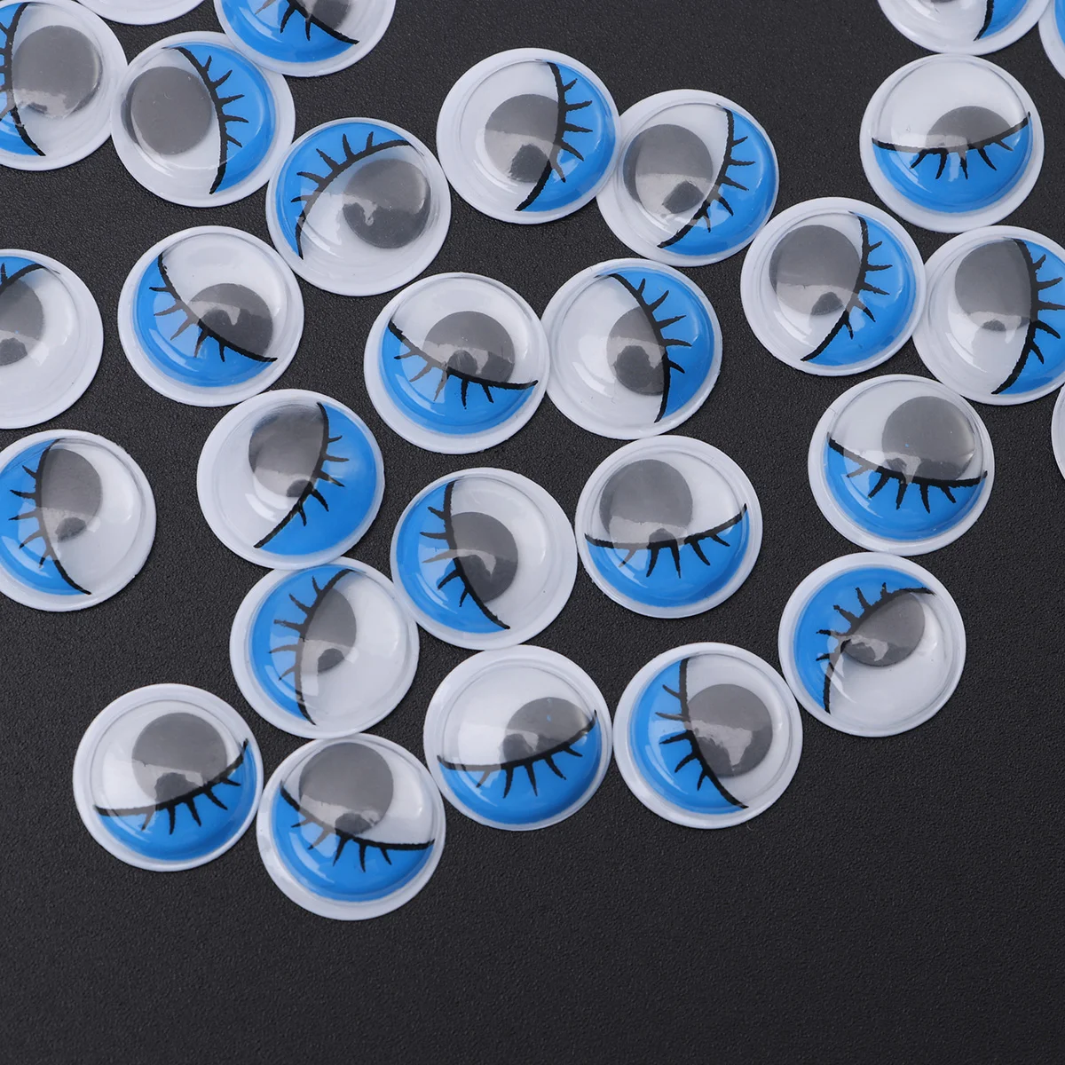 100Pcs 8mm Eyelashes Wiggly Wobbly Googly Eyes for Toys DIY Craft Decor (Blue) diy eyes diy cartoon eyes