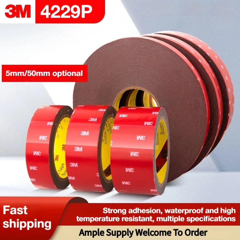 3M 4229P Vhb Strong Double-Sided High-Viscosity Waterproof Residue-Free Foam Tape, Suitable for Automotive and Home Décor