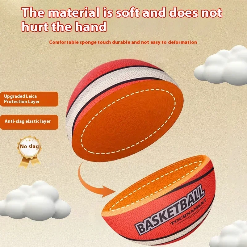18/21/24cm Silent Basketball High-Resilience Quiet Basketball Size 3/5/7 Training Foam Ball for Various Indoor Activities