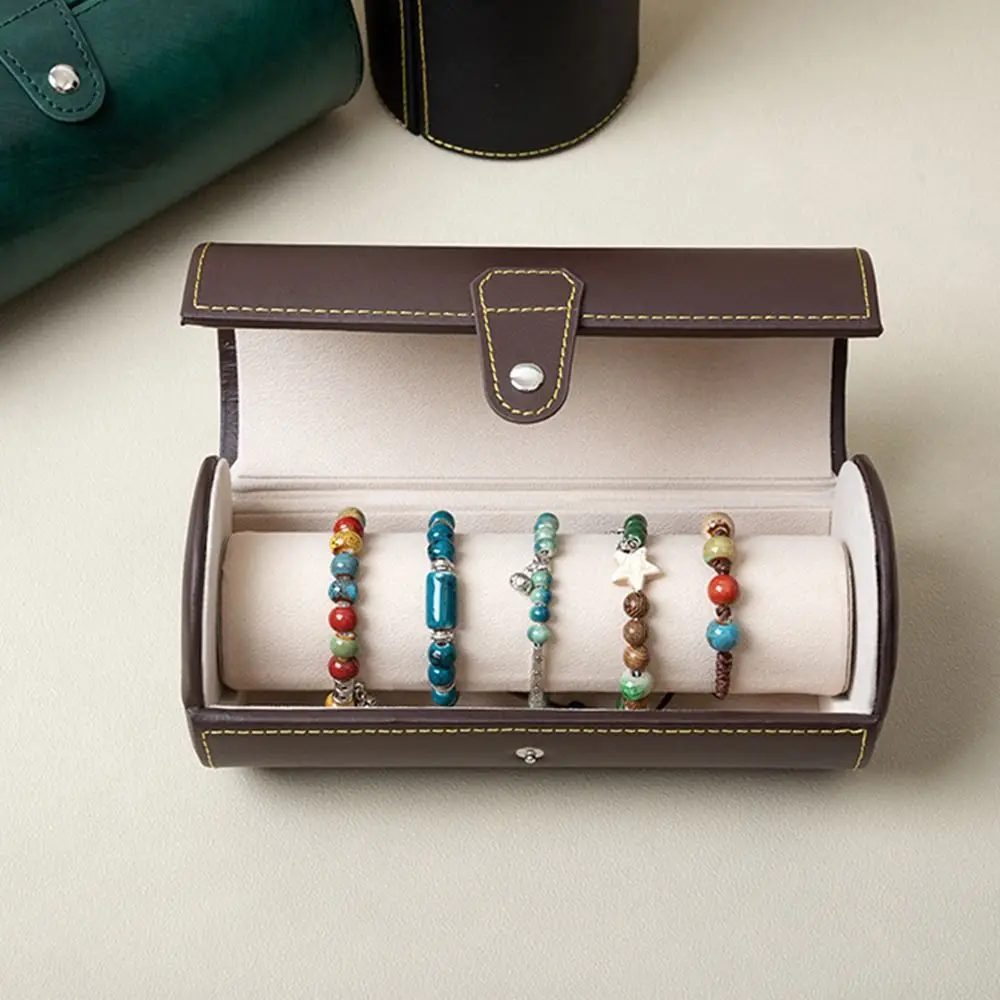 

Portable Watch Roll Travel Case Cylindrical Vintage Watch Display Box PU Leather Thickened Wristwatch Holder Travel Use