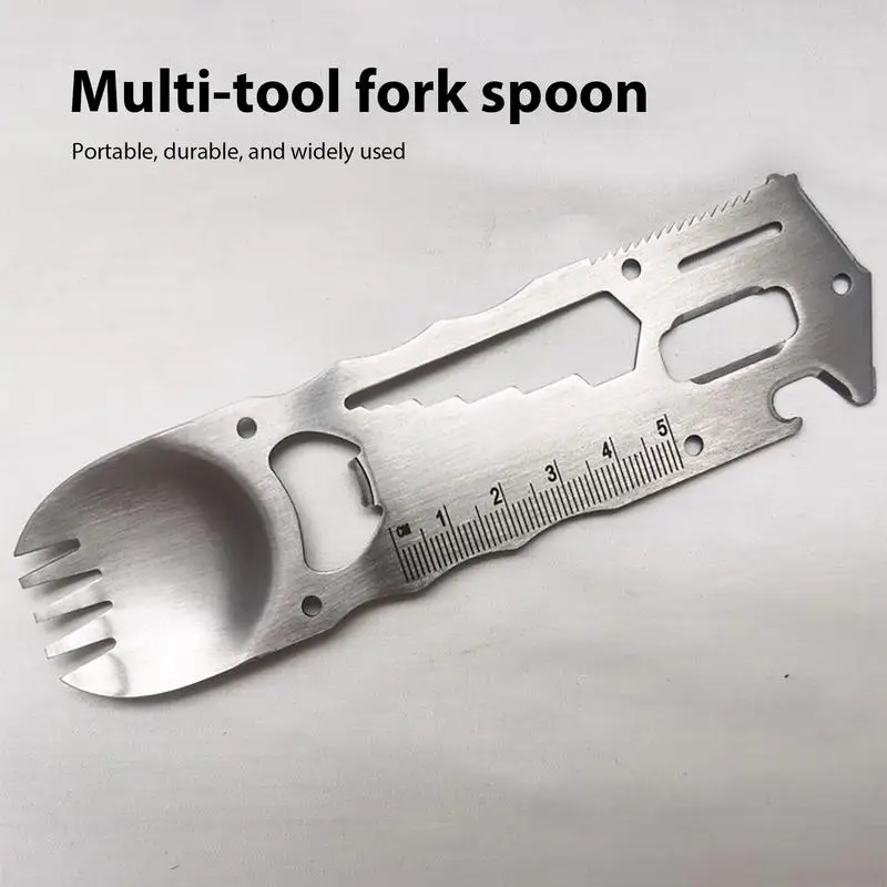 9 in 1 Multi-functional EDCs Tools stainless steel Outdoor Camping Survival Tools Fork Spoon Bottle Opener wrech screwdriver