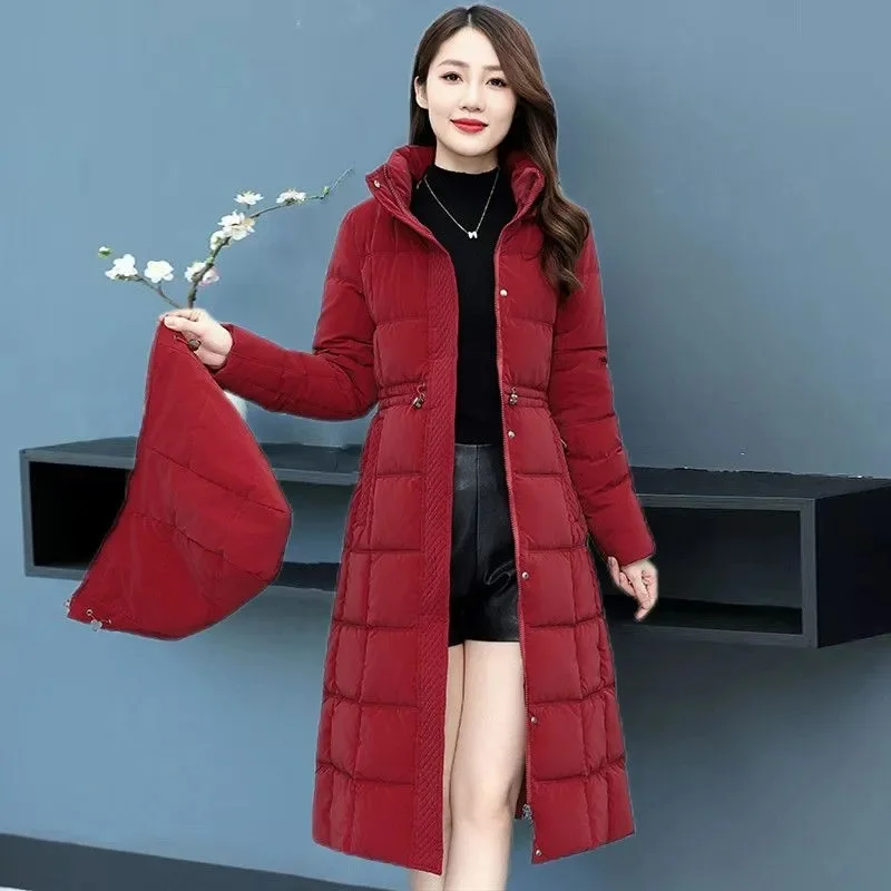 

Warm Winter Hoodies Parkas Jacket Casual Thick Elegants Abrigos Quilted Overcoat Korean Slim Cotton Padded Parcas Coat JJ372