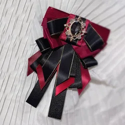 Lolita Broche de gravata borboleta para mulheres, joias artesanais originais, colar de fita flores alfinetes, camisa de traje de festa cosplay, camisa alfinetes