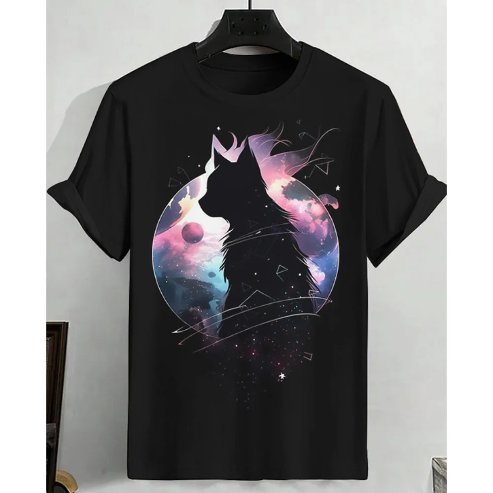 Anime Cat Men's T-Shirt Summer Fashion Short Sleeve 3d Printed Cartoon Men's Clothing T Shirt For Men Vintage Daily Casual Tops