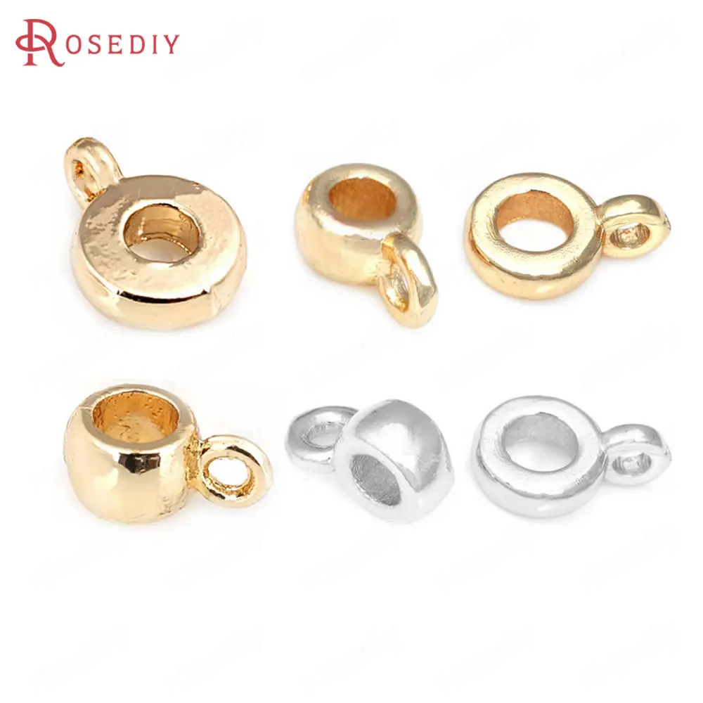 18K Gold Color Round Circle Large Hole Bracelets Bead Necklaces Charms Pendants Connector High Quality Diy Jewelry Accessories