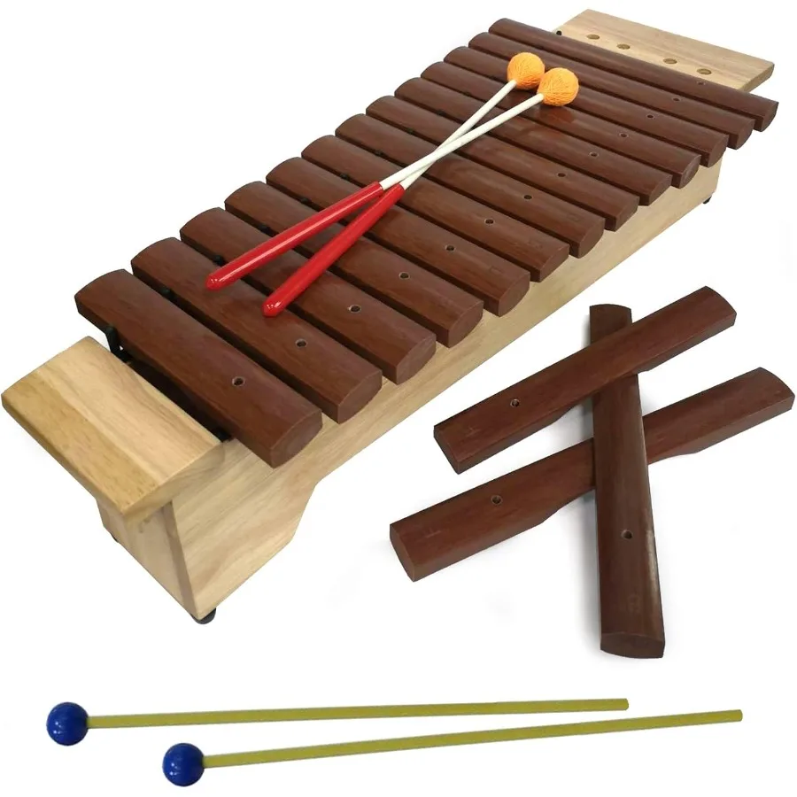 

Orff Soprano Xylophone with Resonator 16 Fiberglass Keys in Natural Color 2 Pairs of Mallets for Music Education and Performanc