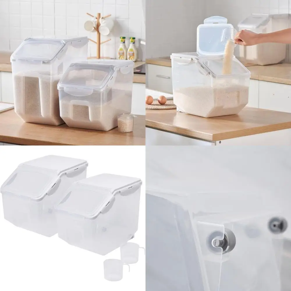 

Прозрачный контейнер для хранения риса на 20 фунтов с мерным стаканом, без BPA, для круп и корма для животных, 2 шт.