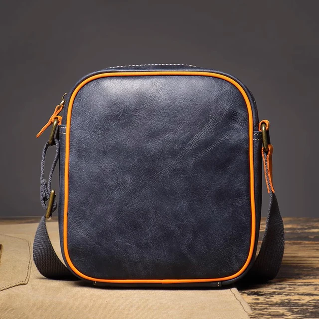 Męska torba w stylu Vintage z prawdziwej skóry męska torba na ramię casualowa minimalistyczna torba Crossbody 7.9-calowa torba na ipada Leathfocus