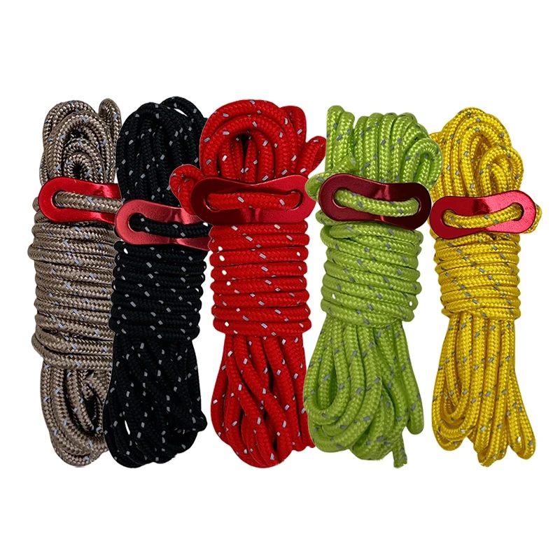 

6 мм светоотражающая веревка из паракорда, сверхмощная ветрозащитная веревка для кемпинга, выживания на открытом воздухе, аксессуары для пешего туризма, палатка, линия людей