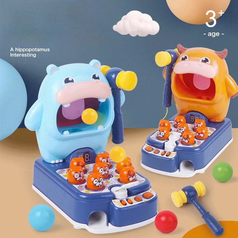 

Desktop Set Game for Children's Puzzle and Early Education Hippo Groundhog Toy Music Dinosaur Gun Shooting Marble Clearance Game