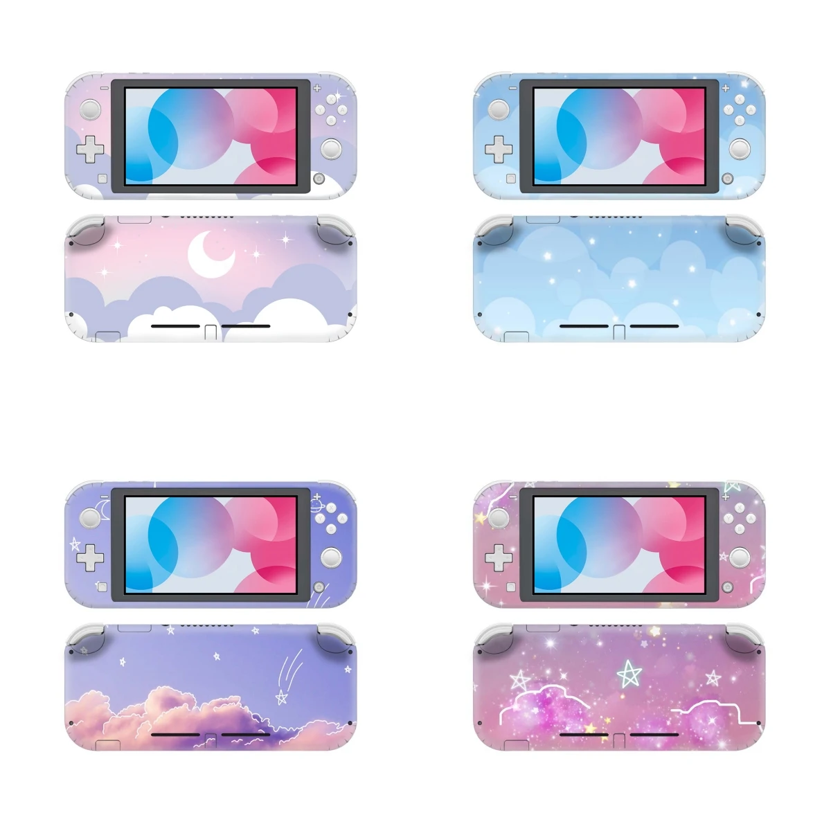 Sticker Decorativo para Nintendo Switch Lite con Diseño de Cielo Estrellado, Luna, Nubes y Viento, Protector de Vinilo