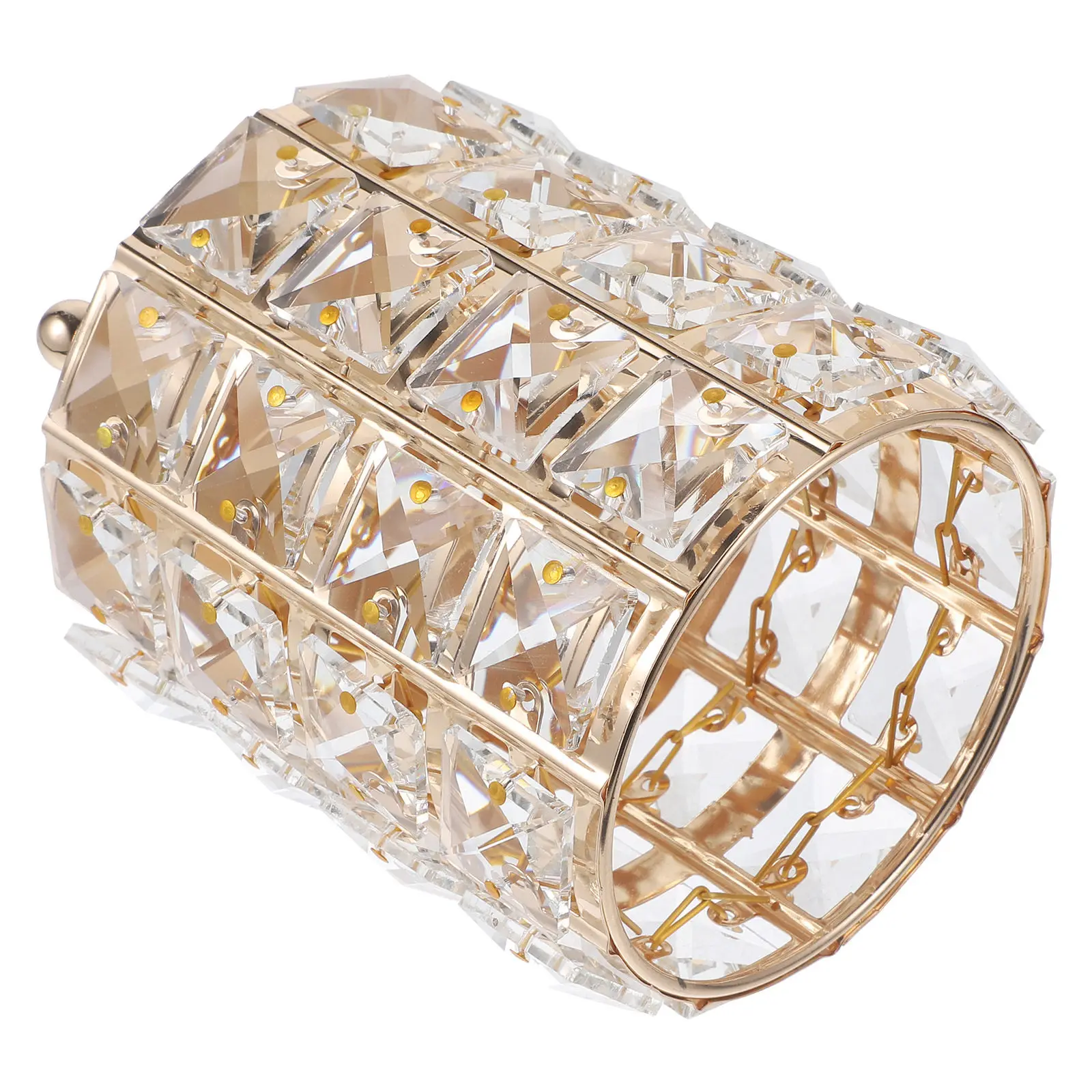 1Pcs Crystal Pen Holder Makeup Brush Storage Container Golden Desktop Organizer Office Home Compact Design Crystal Pen Holder